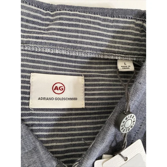 AG Adriano Goldschmied Button Up Shirt Gray Japanese Cotton Mens Large